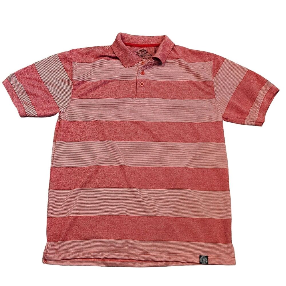 Denim & Rivets Men's Red White Short Sleeve Polo Shirt Size XL Cotton Blend